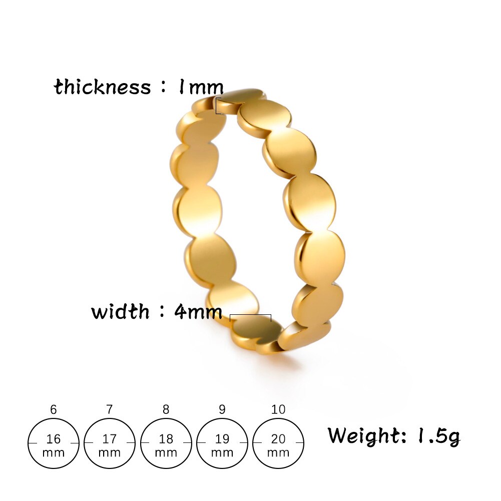 Skyrim Geometric Round Minimalist Rings for Women Girls Gold Color Stainless Steel Ring Wedding Party Jewelry: 11 / black