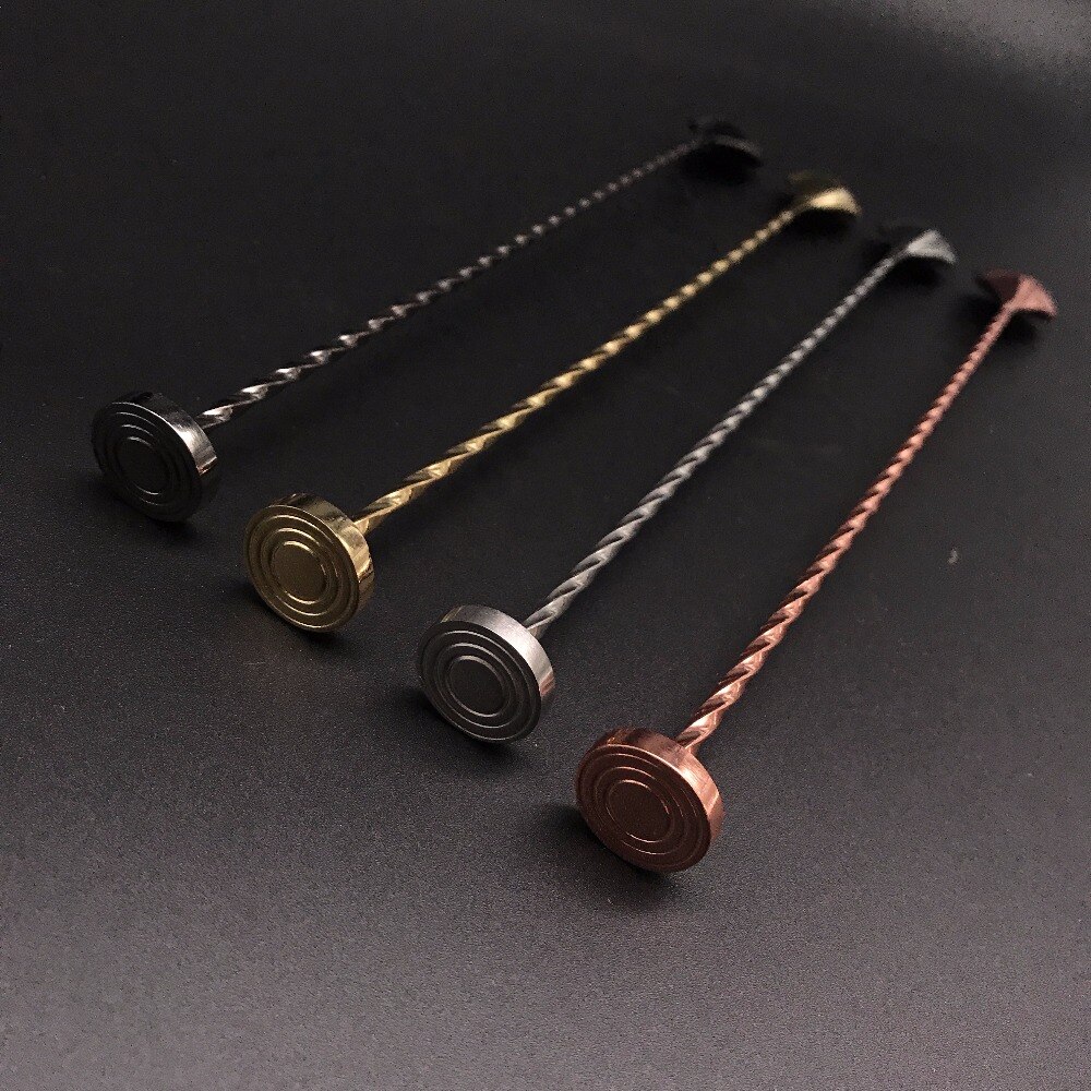 300mm Stainless Steel Threaded Bar Spoon Swizzle Stick Coffee Cocktail Mojito Wine Spoons Barware Bartender Tools