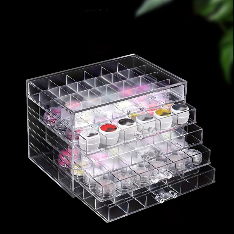 Caja de almacenamiento con compartimento para decoración de uñas, 72/79/120 rejillas, organizador acrílico transparente para cuentas, accesorios de manicura DIY