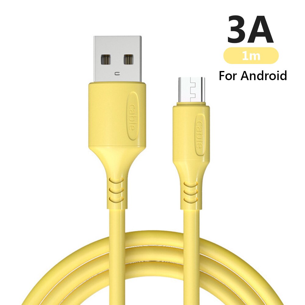 1m 3A USB Typ-C Android Mikro Flüssigkeit Silikon Schnelle Ladekabel Daten synchronisieren Für IPhone Samsung Huawei ehre Xiaomi Redmi: For Android gelb