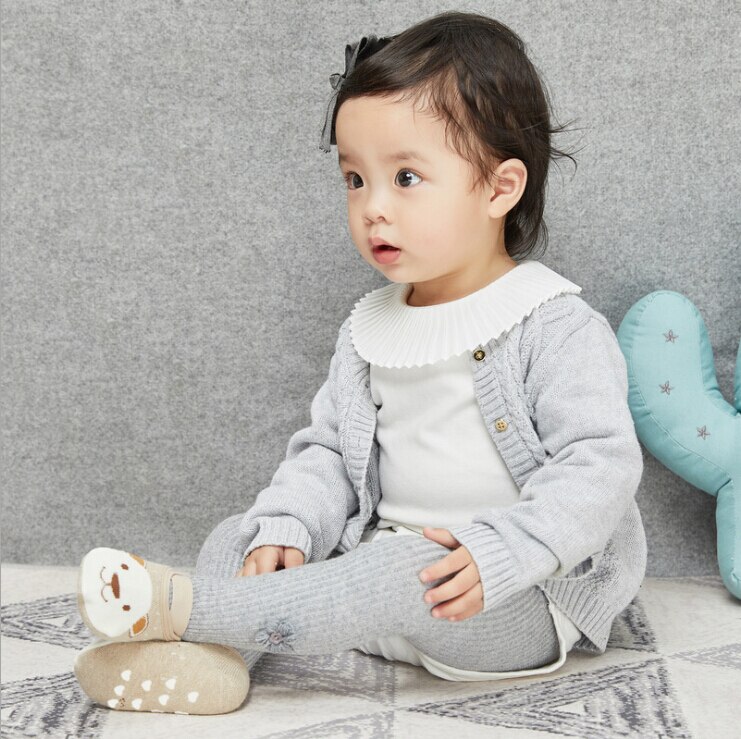 Bas d'automne tricoté pour petites filles | Bas style princesse , motif floral, moulant