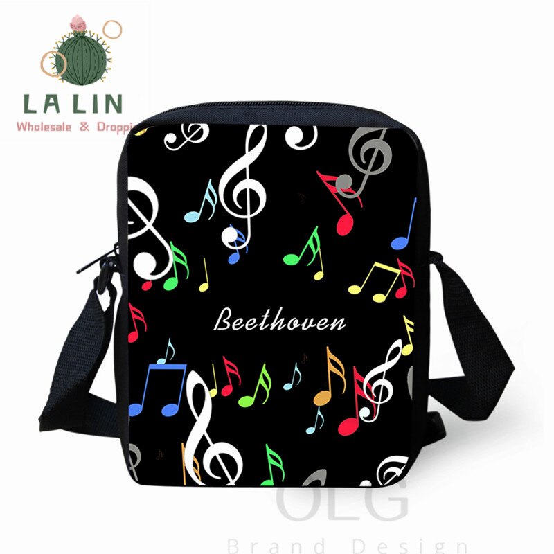 LANLIN Klavier Musik Note Frauen Mini Umhängetasche Handtaschen Teen Mädchen Schulter Schule Taschen Kleine Messenger Tasche Stachel Mochila: Silber