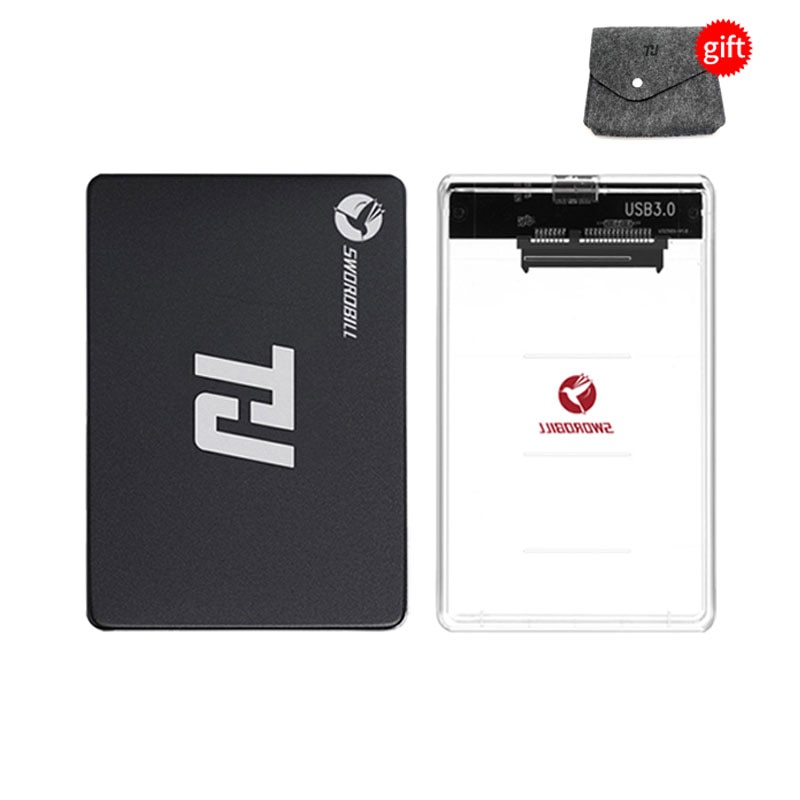 THU-boîtier Transparent pour disque dur externe SSD, sata 3, 2.5 pouces, avec sac gratuit, pour ordinateur de bureau et ordinateur portable