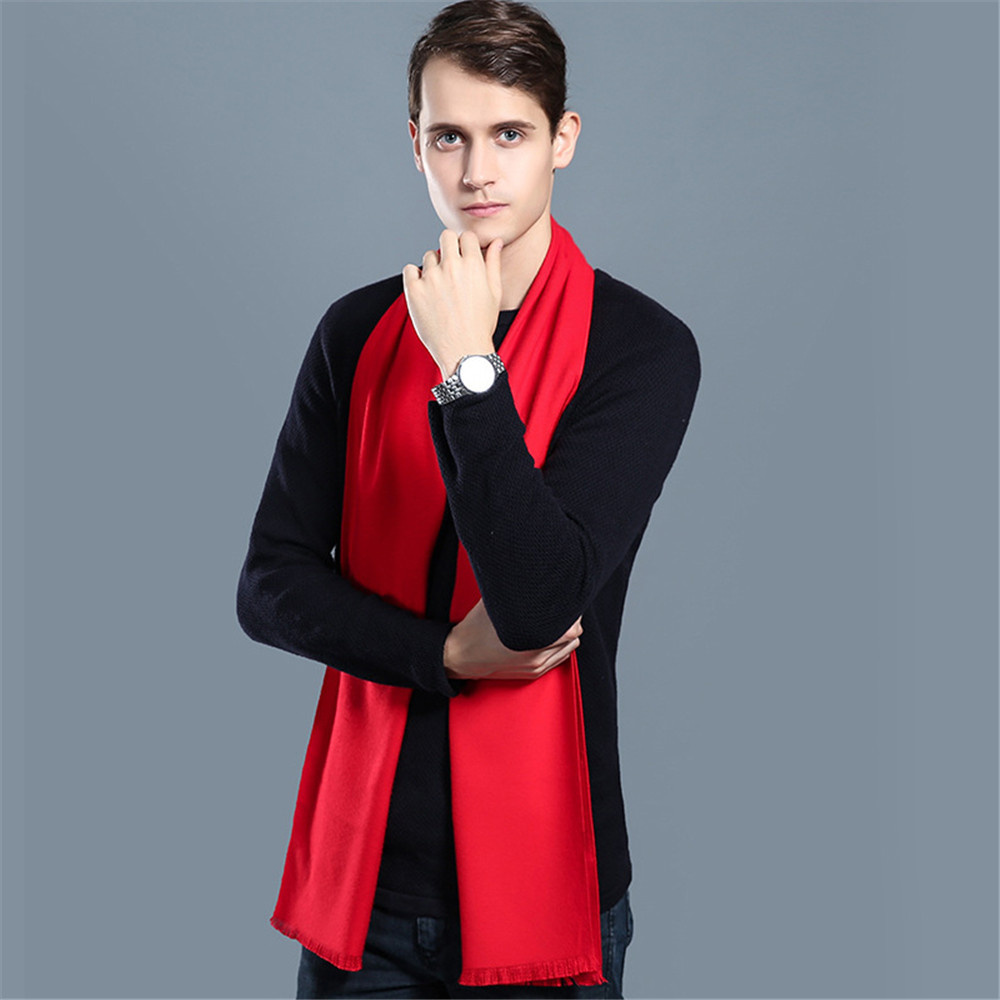 hommes couleur unie écharpe en cachemire hiver épaissir Pashmina châle homme noir gris écharpes décontracté gland Foulard Bufanda