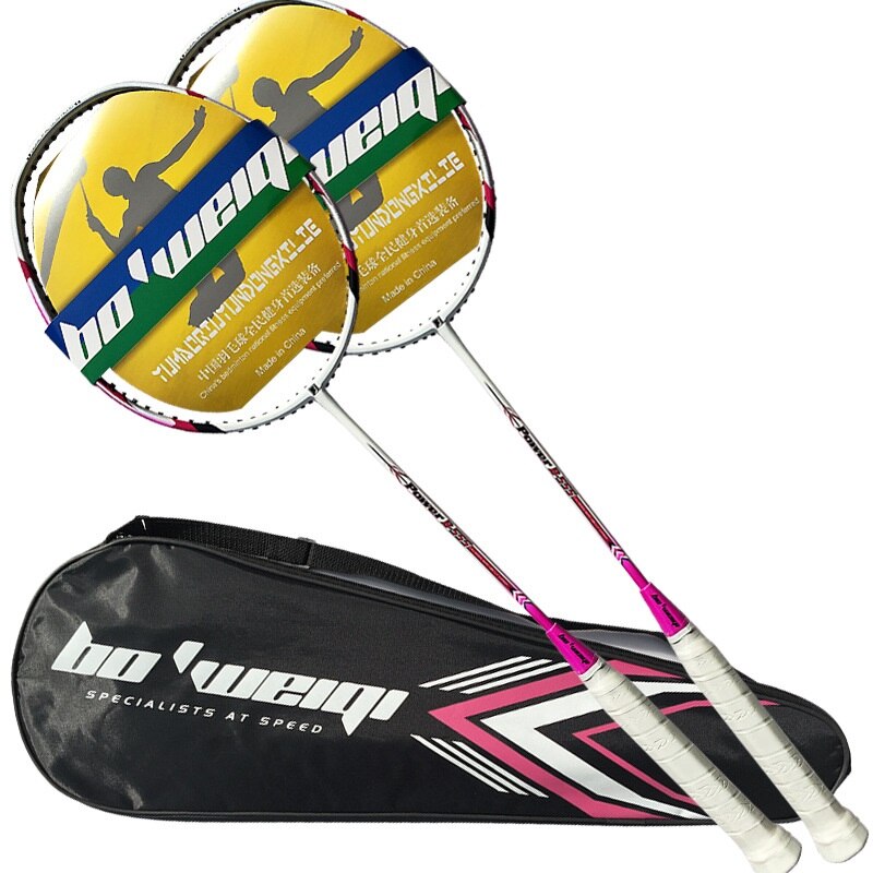 Badminton Beginner Carbon Badminton Racket Ultralight Offensive Defensive Racket Training Sport Team Racquet With Bag: Pink