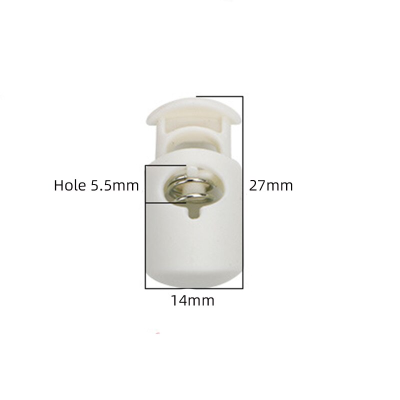10 Pcs Cord End Cylinder Shape Single Hole Elastic Spring Buckle Plastic Buckle Adjustment Buckle Bag Buckle