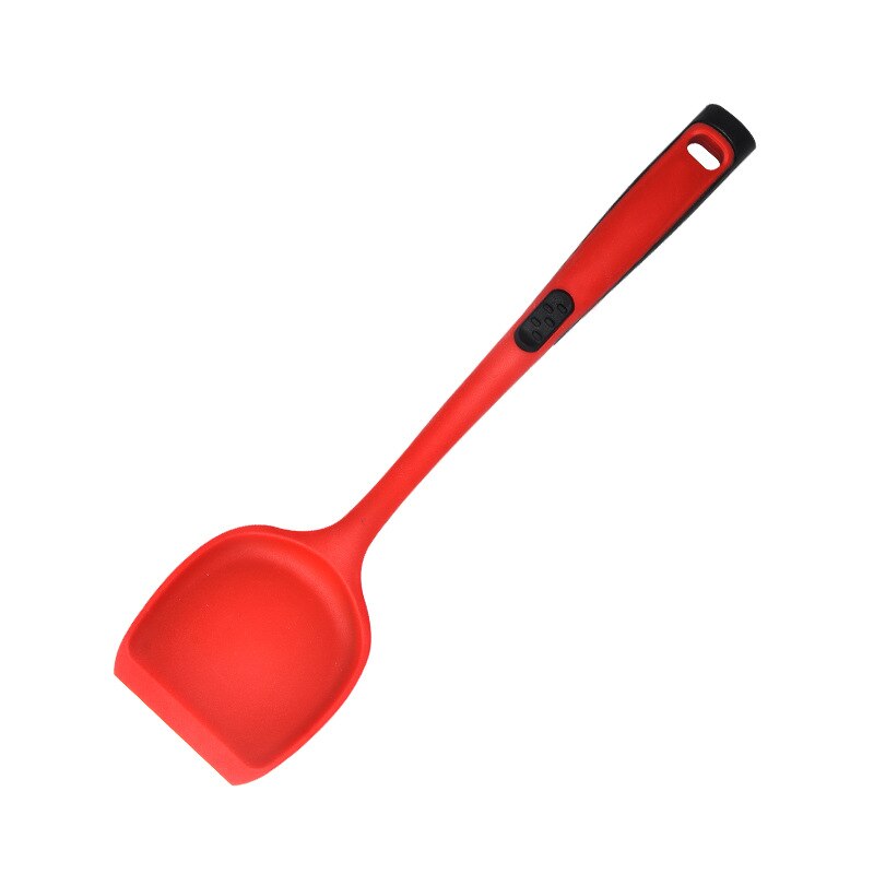 Universal Heat Resistant Silicone Spatula Integrated Spatula Kitchen Utensil Silicone Cooking Chinese Dense Spatula Kitchen Tool: Red