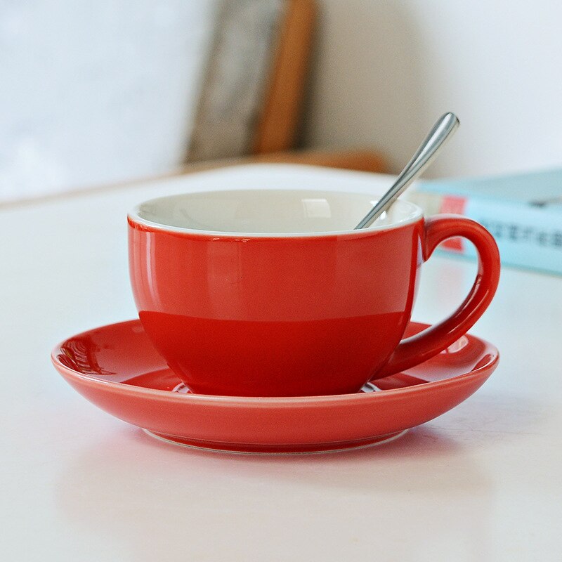 Keramik kaffekop underkopsæt espresso cafe krus restaurant mælk cappuccino latte kaffe krus medbring ske underkop 200ml: J