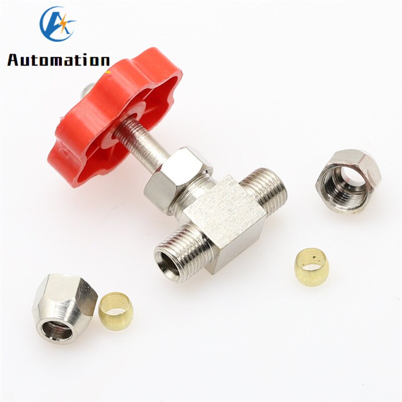 1 stücke Ball Ventil 6mm 8mm 10mm 12mm Rohr Orange Kunststoff Griff Metall Hochdruck dauerhaft rohr Nadel Typ Globus Ventil