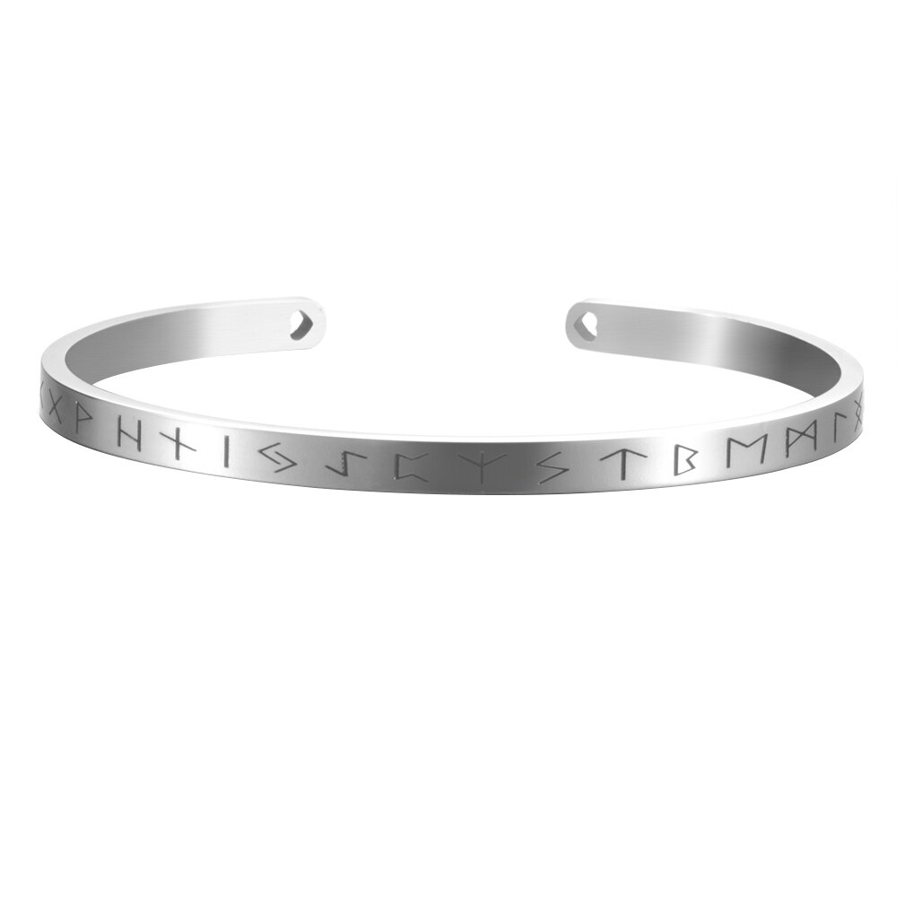 4 cores de aço inoxidável pulseiras gravadas citações inspiradoras letras artesanais viking manguito mantra pulseira feminino presentes SL-144: A / 4mm width