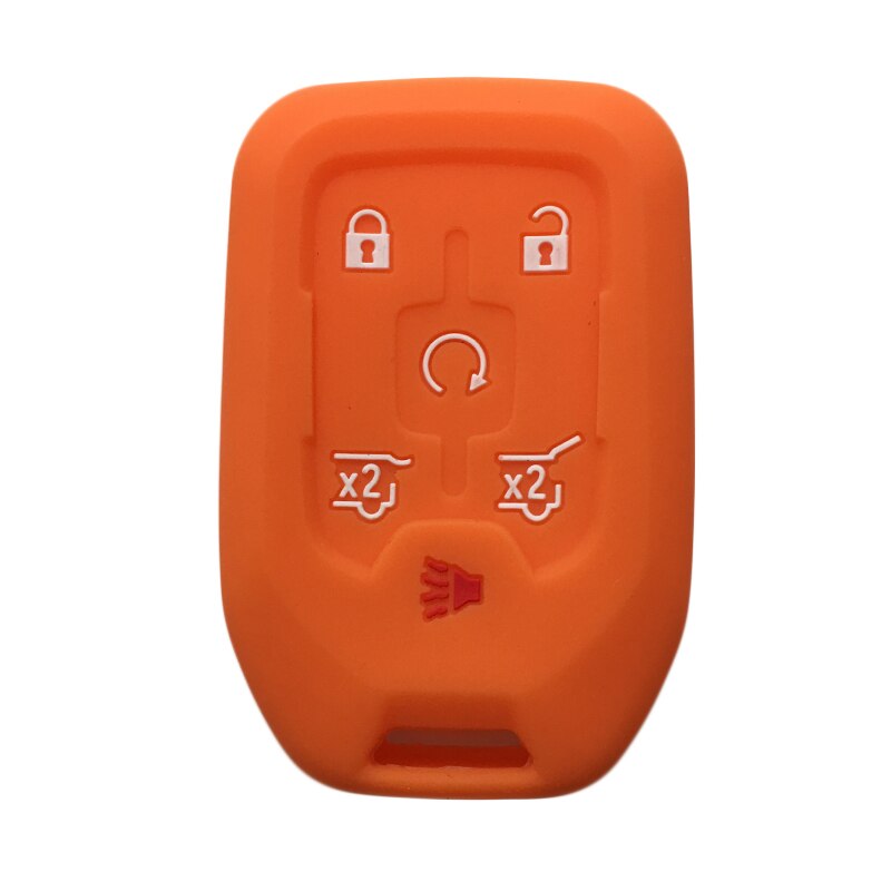 Siliconen autosleutel afstandsbediening beschermhoes voor chevrolet suburban tahoe gmc yukon 6- knops sleutelhouder beschermer: Oranje
