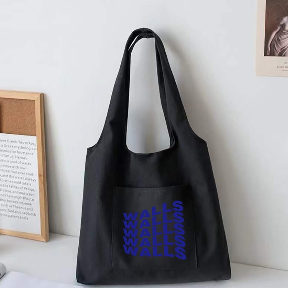 Trendy Boodschappentassen Opvouwbare Dames Canvas Schoudertassen Muren Gedrukt Student Shopper Tassen Travel Totes Werk Handtas