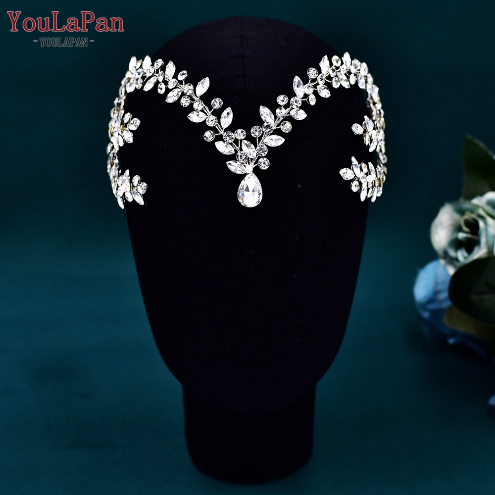 YouLaPan, diadema para la frente de la novia, tocados brillantes con diamantes de imitación para boda, mujer, de graduación, accesorios de joyería para la cabeza HP599