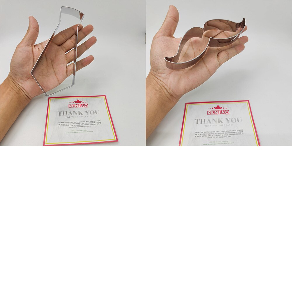 KENIAO Vaderdag Cookie Cutters Set voor Party-2 Stuk-Stropdas en Snor Biscuit/Gebak Cutter -Rvs