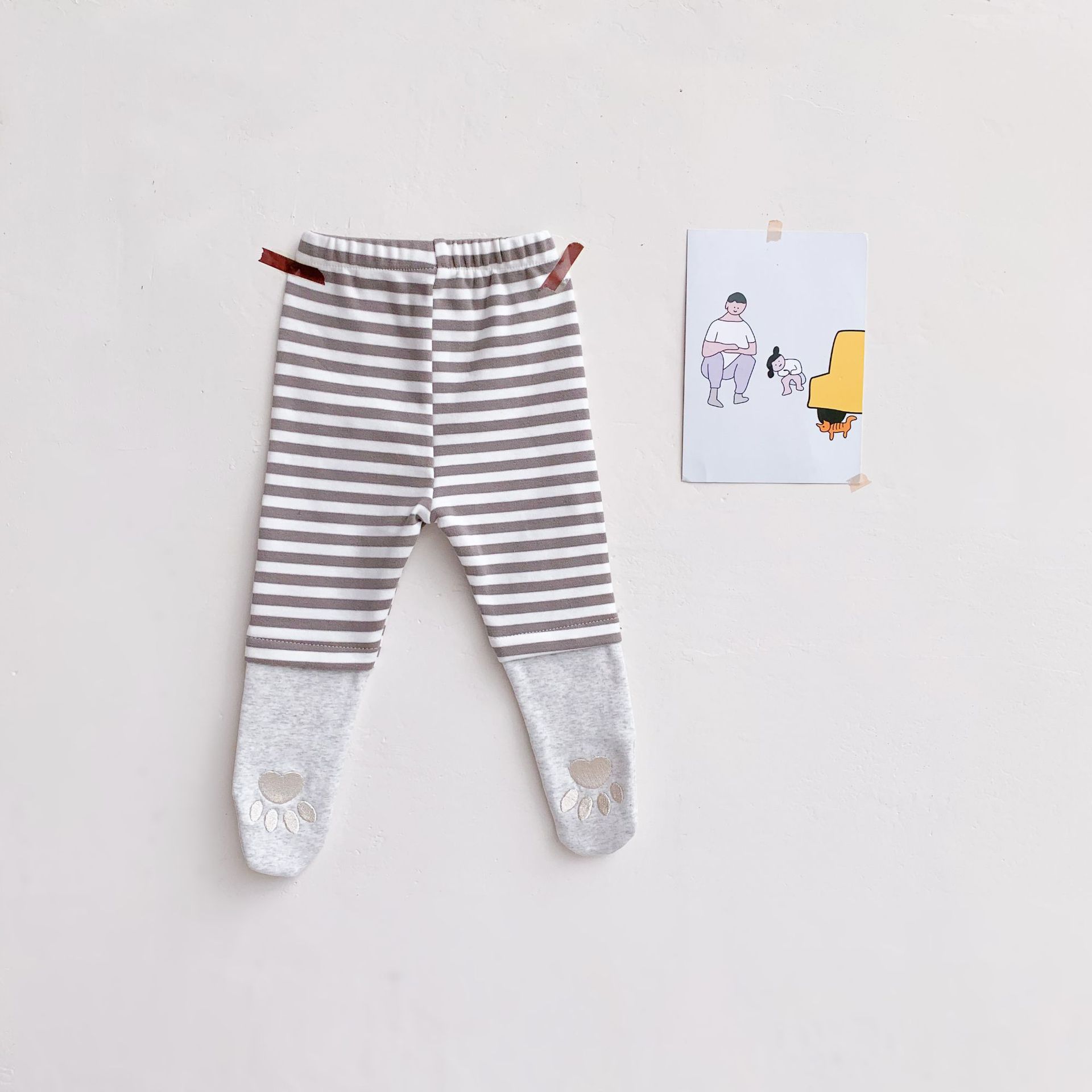 Leggings in cotone con cuciture nuove neonate autunnali: Apricot / 90(18-24m)