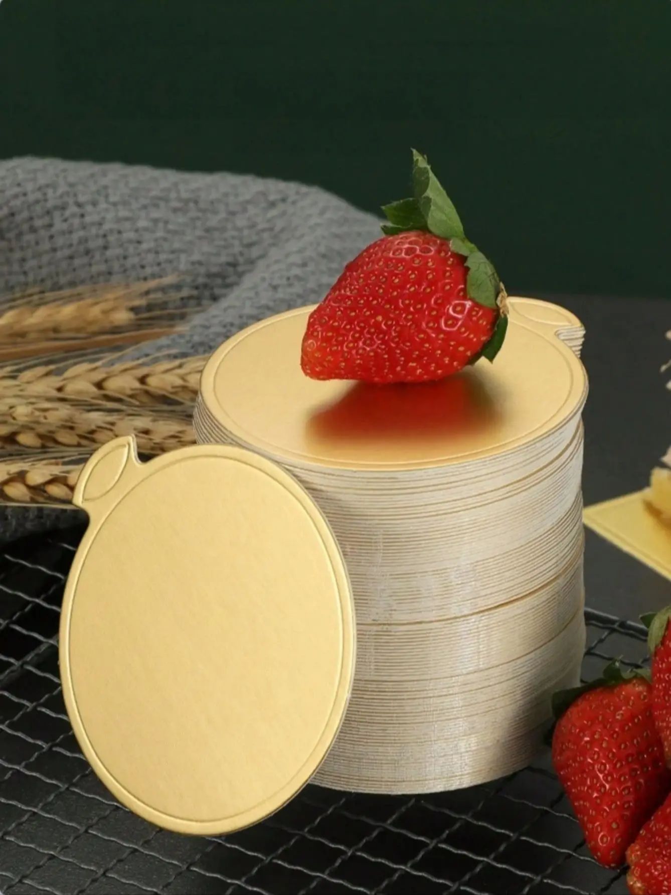 Plateau en papier mousse à base dorée épaissie, petit plateau à gâteau, base à dessert, alimentaire, sous-papier pour gâteau 1918, 25 pièces: BLEU CIEL