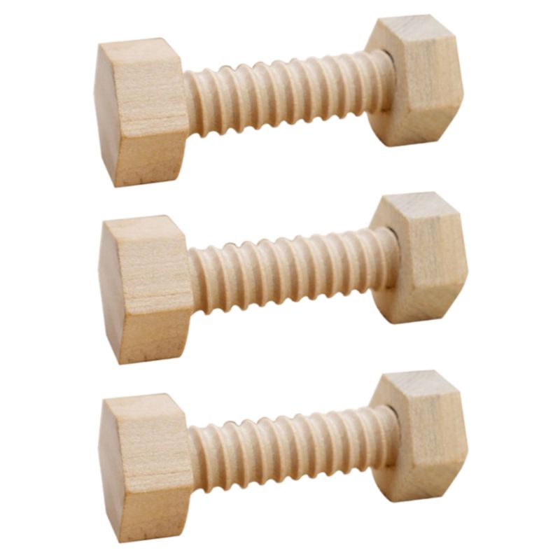 3 Pcs Child Wooden Screw Nut Building Assembling Blocks Hands-on Teaching Aid Early Educational Puzzle Toys