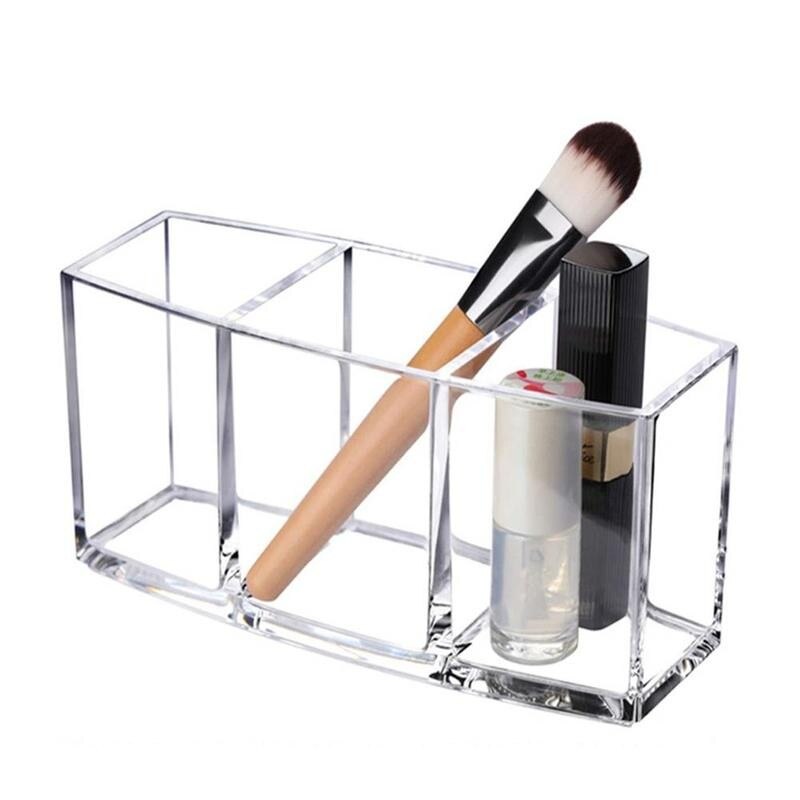 3 Gaten Transparant Acryl Make-Up Borstel Tool Cosmetische Make Storage Box Case Make-Up Borstel Houder Tafel Organisator Make up Tool