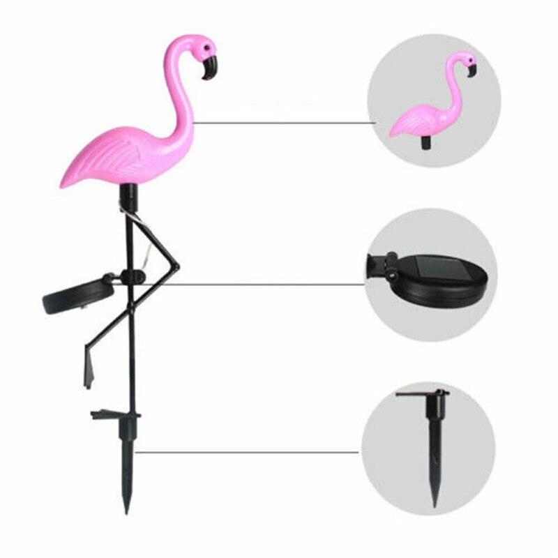 Pink Flamingo Solar Power Lawn Dector Garden Stake Landscape Lamp Outdoor Light: Default Title