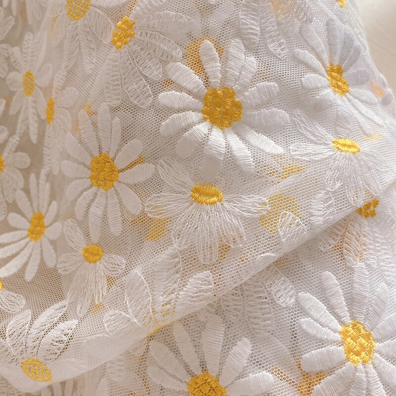 Kleine Gänseblümchen Spitze Stickerei Gittergewebe Stoff Für Kleid Felsen Kleidung Bildschirm Diy Zubehör 114cm breite