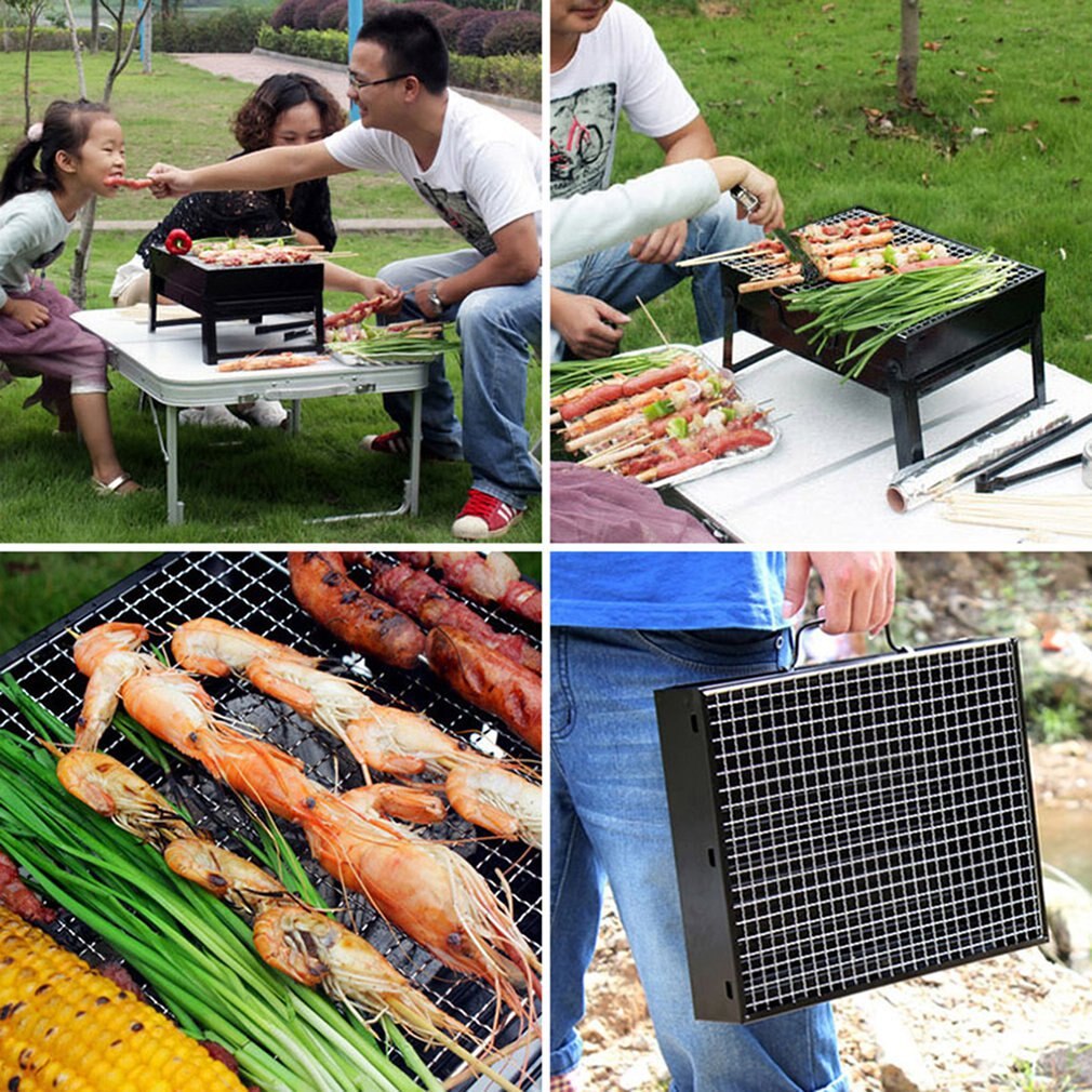 Parrilla de barbacoa portátil ultraligera de acero inoxidable plegable y de fácil almacenamiento para Camping y fogata