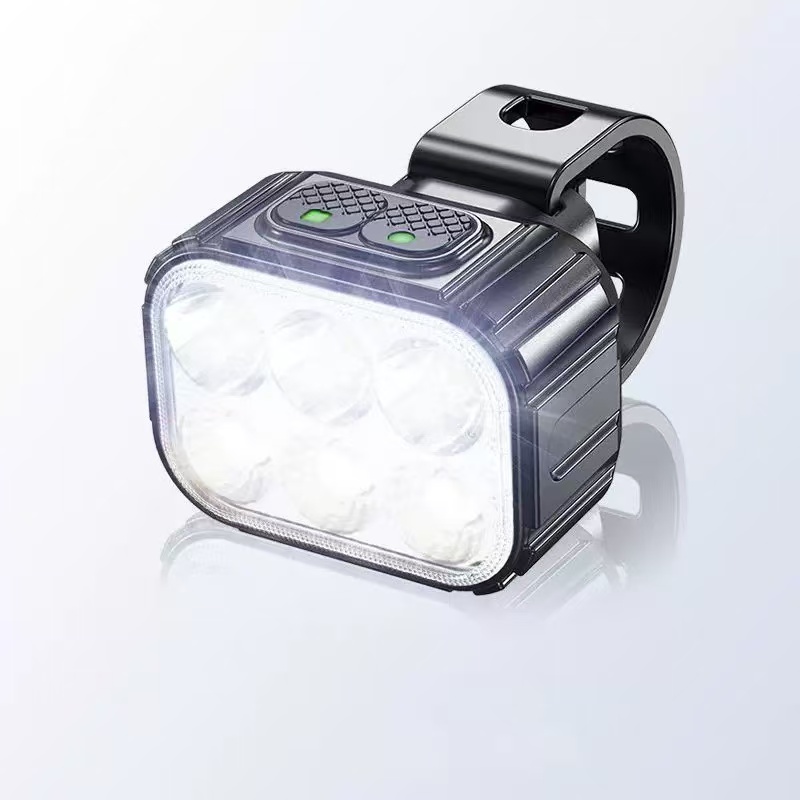 Fietsverlichtingsset USB-opladen berghelm racefiets koplamp achterlichtset: WHITE