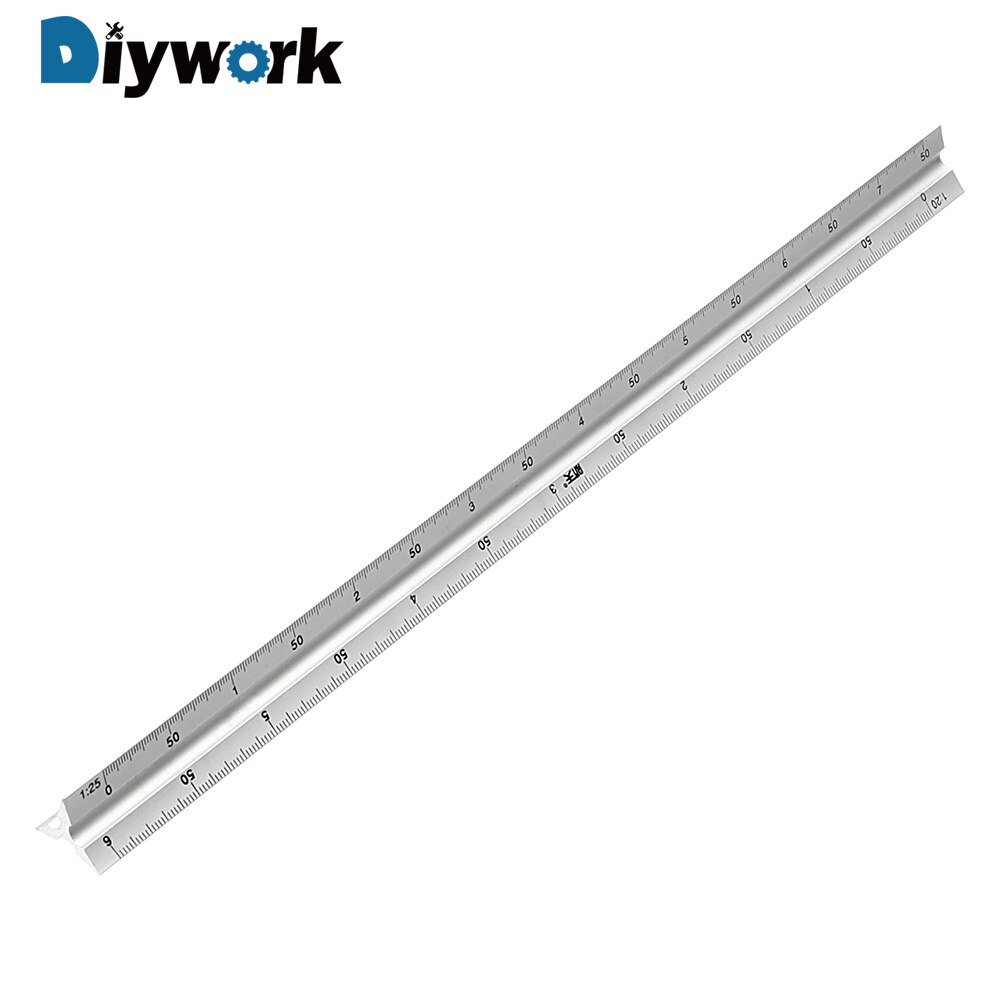 DIYWORK 30cm Architect Engineer Technical Ruler Aluminum Alloy Triangle Scale Drawing Ruler Gauging Tool Measuring Tools