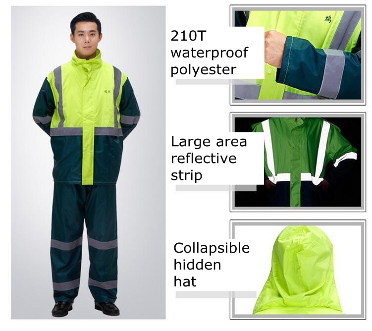 Reflekterende sanitetsdragt sæt mænd trafikadvarsel sikkerhed beskyttelse pvc sanitetsarbejder reflekterende regnfrakke