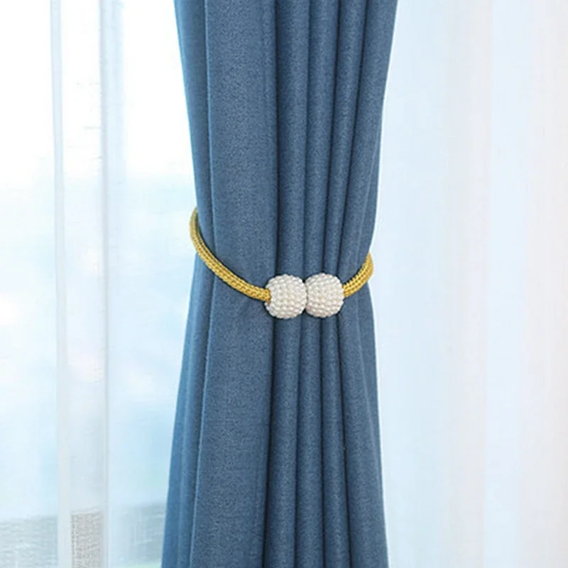 Abrazaderas magnéticas para cortinas, soporte con pompón, Clips magnéticos para colgar bolas, accesorios de decoración del hogar, 1 unidad: Borgoña