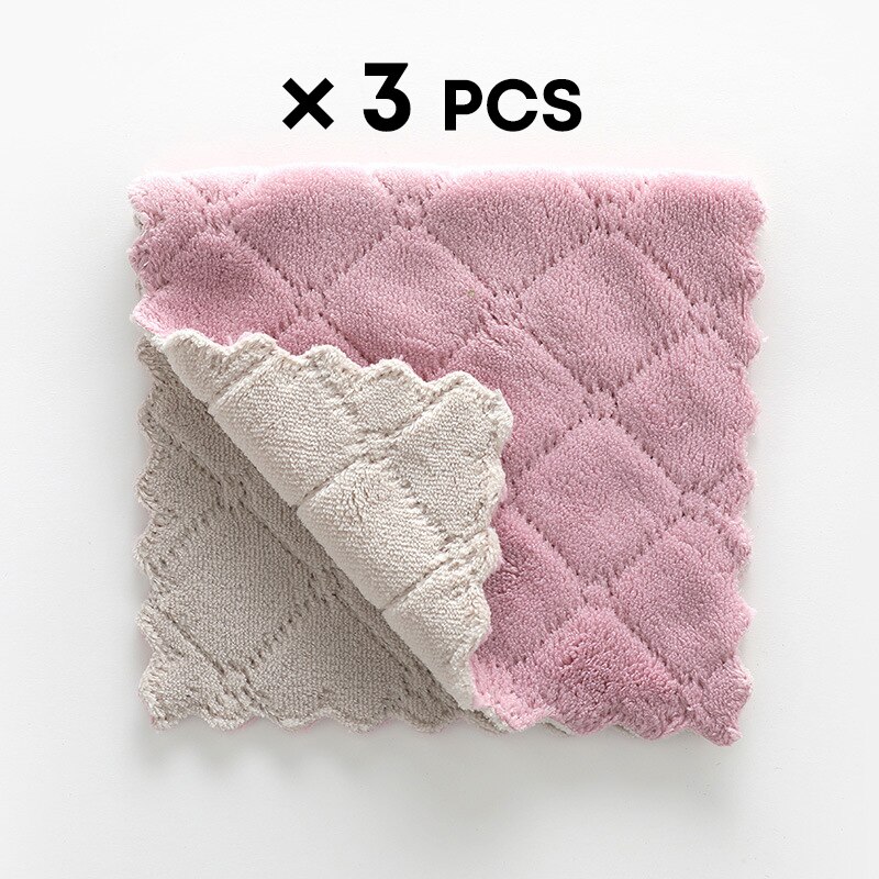 Microfiber kitchen cleaning cloth Non-sticky Easy to clean dishcloth kitchen tools Kitchen accessories: Gray purple 3pcs