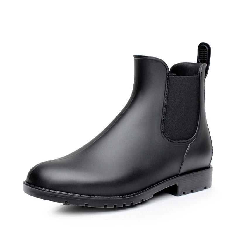 Hommes bottes de pluie homme Chelsea bottes hommes bottines bottes décontractées pour homme en caoutchouc chaussures de pluie imperméable Best-seller Style taille 38-43: Black / 39