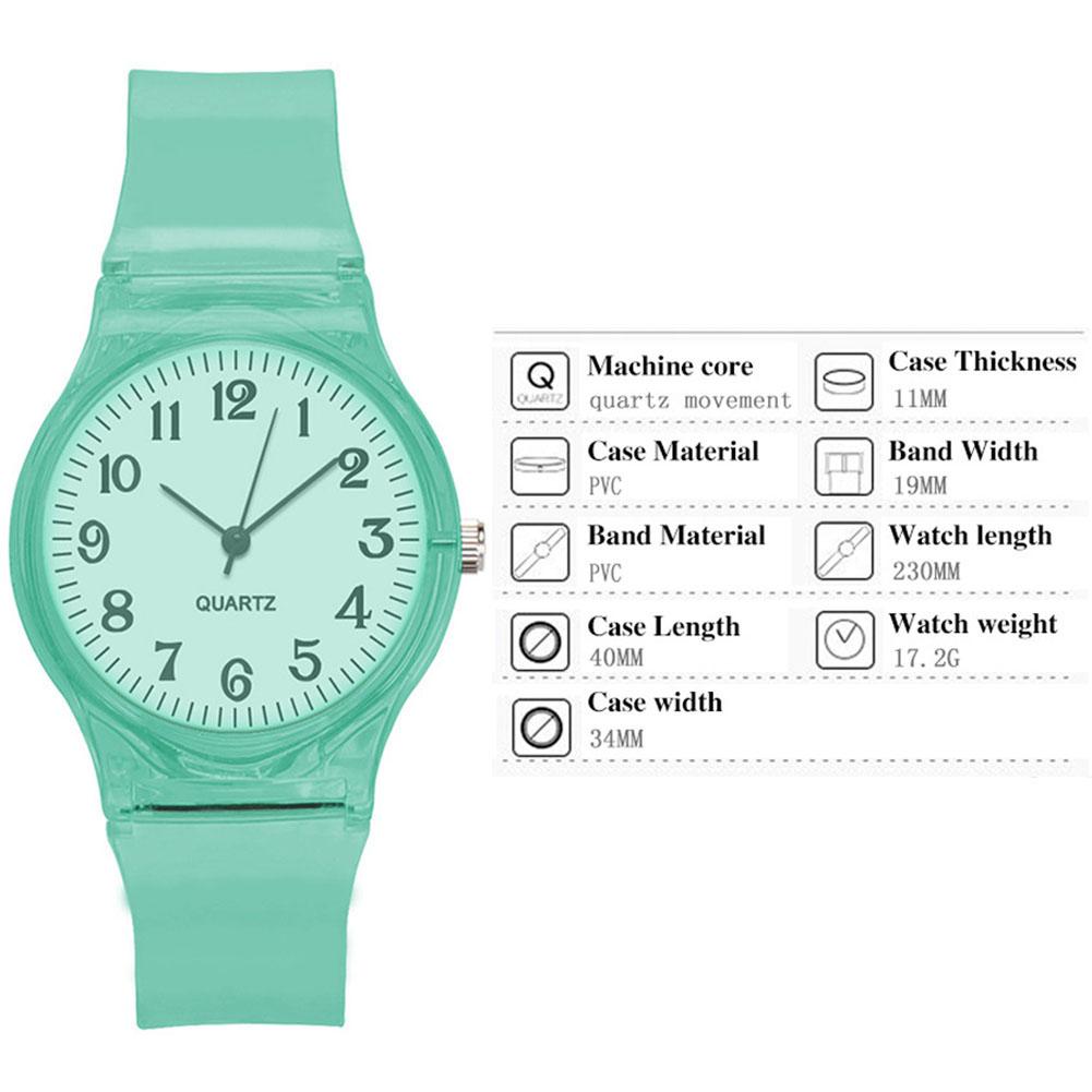Lintimes dames heren liefhebbers horloges transparante snoepkleurige plastic band casual quartz horloges