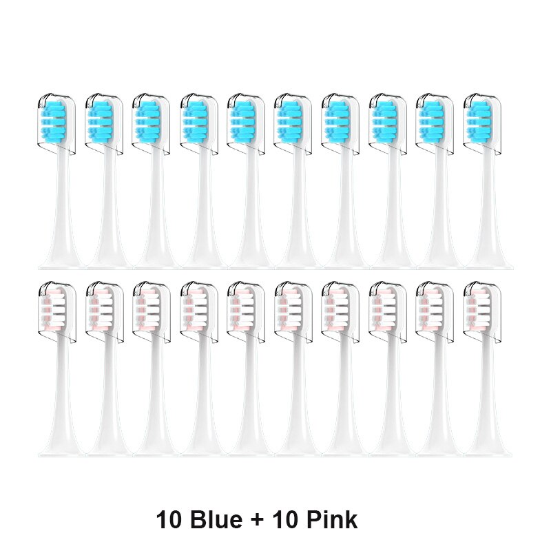For xiaomi Mijia T300/T500/T700 Sonic Electric Toothbrush Heads Replaceable Refill Nozzles 4 Colors with Anti-Dust Caps 4/20Pcs: green