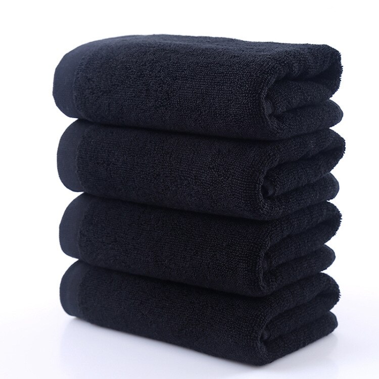 Zwarte Katoenen Handdoek Verdikte Badhanddoek Volwassen Strand Handdoeken Gecomprimeerd Handdoek Kerstcadeau Home Spa