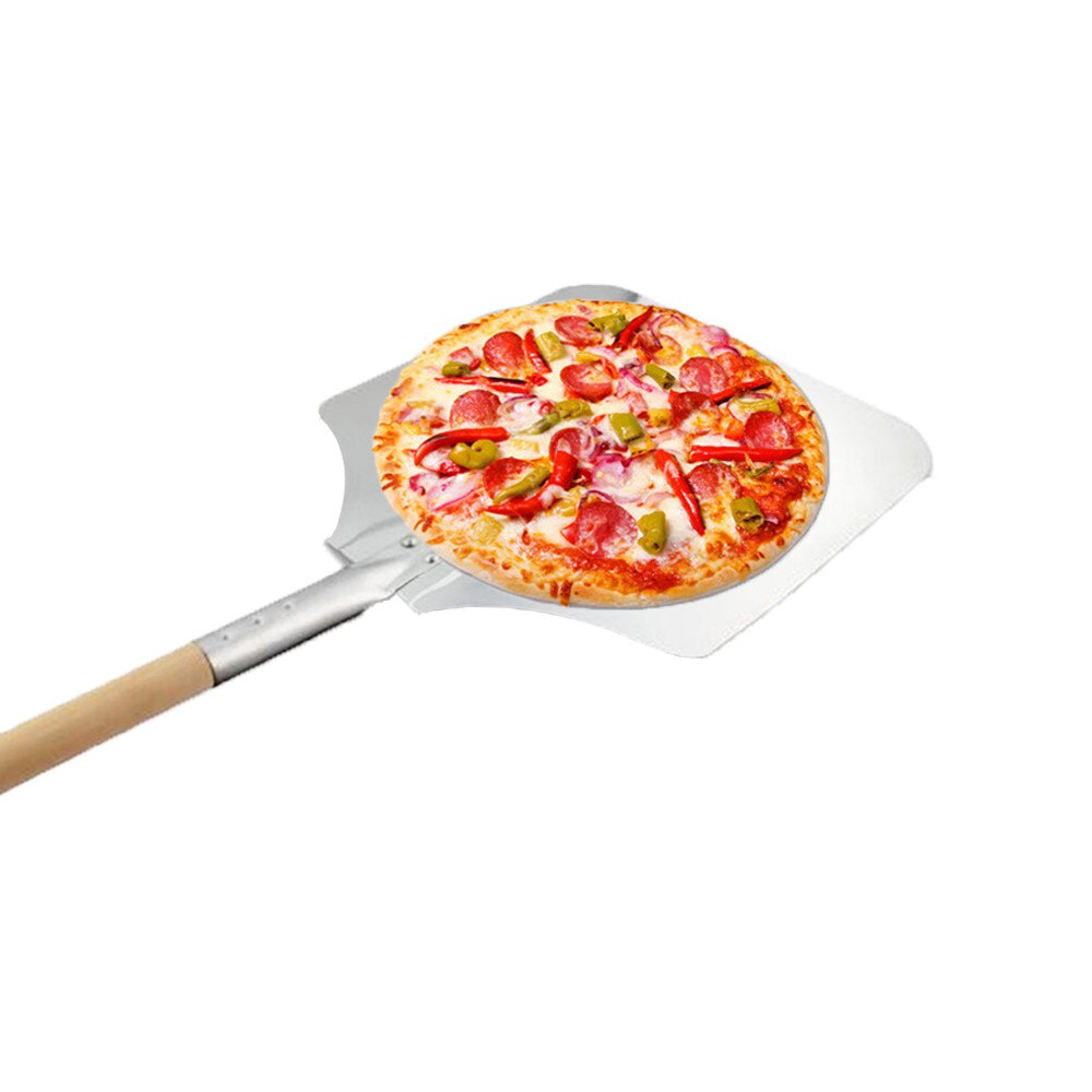 4 # Aluminium Pizza Schil Schop Met Houten Handvat Taart Schop Bakken Tools Kaas Cutter Peels Lifter Pizza Gereedschap Pizza schop
