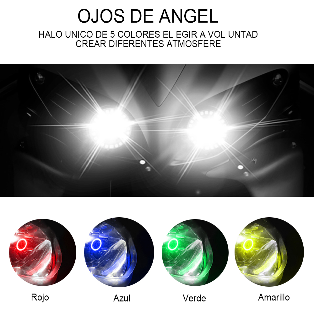 Motorfiets Koplamp Md003 12V Led Angel Eyes Bol Vervangbare Halo Ring Koplamp 4500lm Autobike Mistlamp