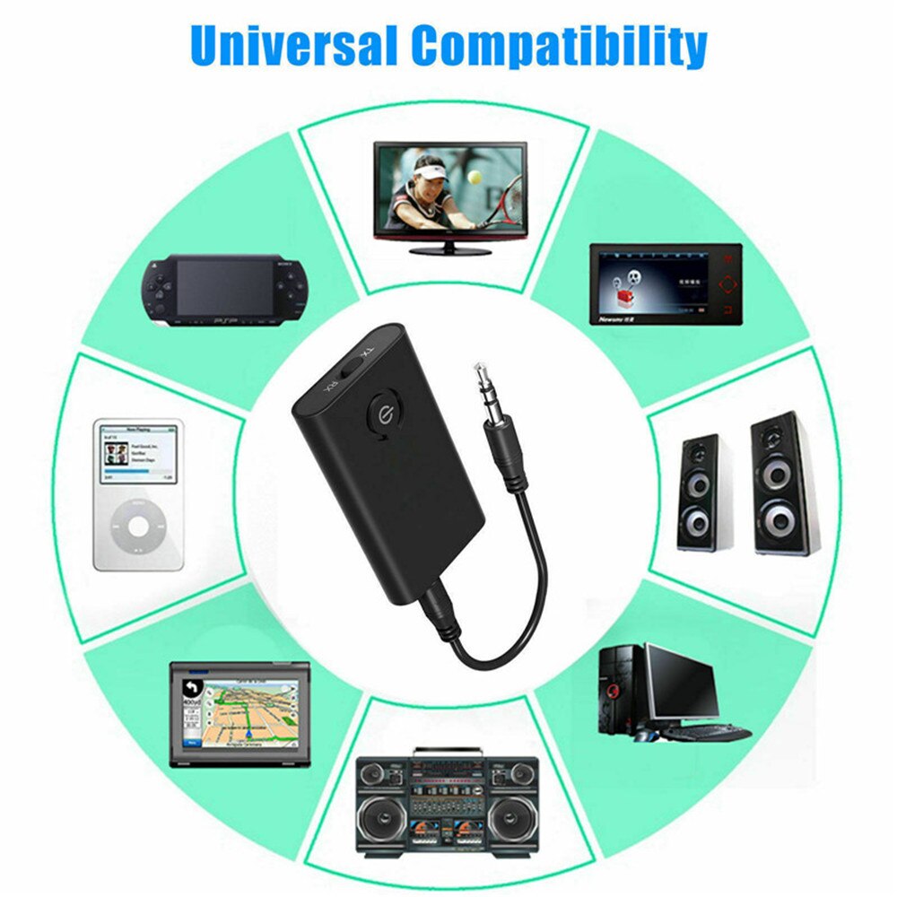 Bluetooth 2-In-1 Receiver Transmitter 3.5mm Jack Aux Audio Bluetooth 5.0 Adapter Compatible Android IOS Phone DVD Player