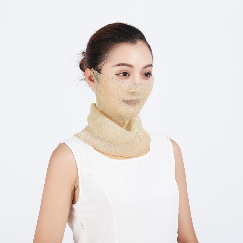 neue Gold seide Gesicht Maske Schutz Frauen Sonne Schals Hals Abdeckung fest drucken Dame Wandern Reiten Mund Schal Ring wickelt: 17