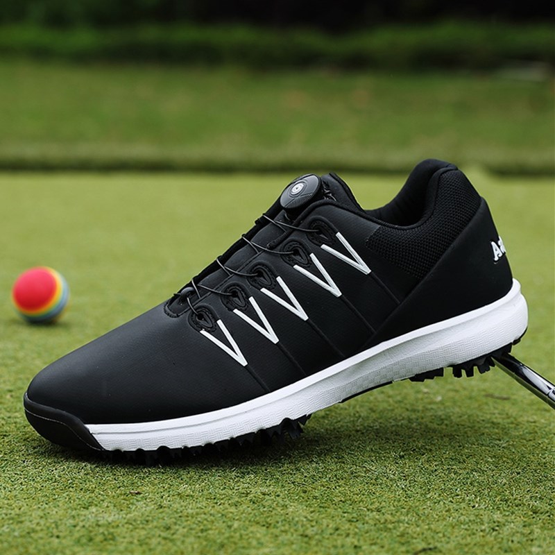 Golf Shoes Men Big Size 39-47 Sports Shoes Waterproof Knobs Buckle Breathable Anti-slip Golf Shoe Mens Training Black Sneakers