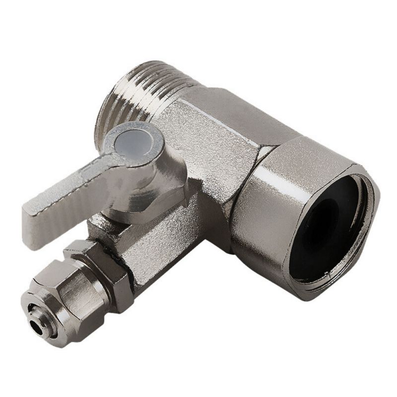 Metal 1/2'' to 1/4'' Tee Adapter Valve Water Adapter with Shut-off Ball Tee Valve Tap Tee Connector Home Valve Repair Parts