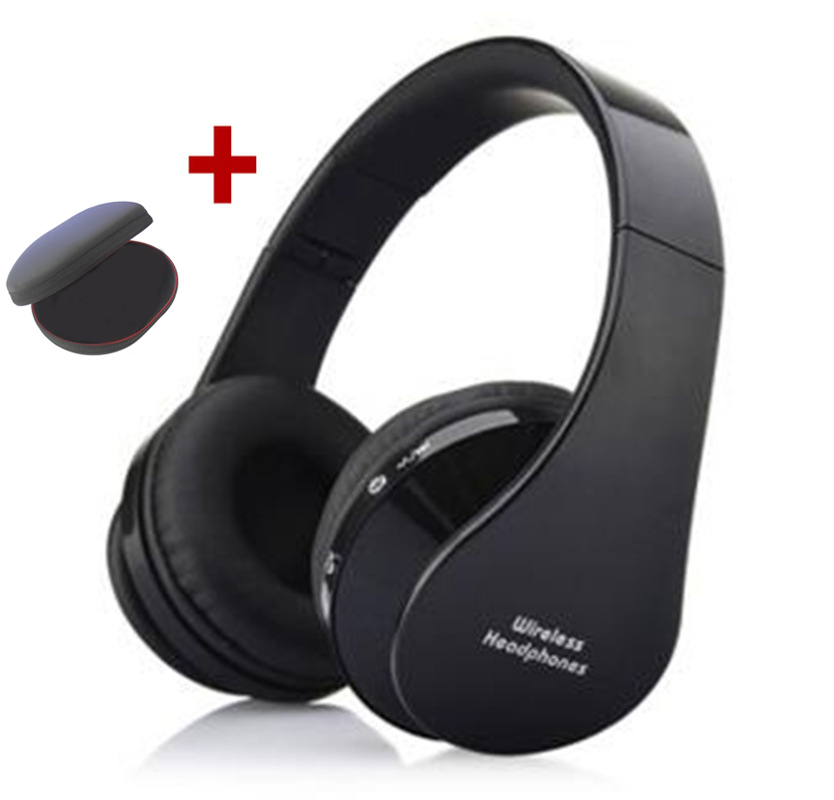 MidCreat 8252 sans fil Bluetooth casque pliable casque Bluetooth écouteurs réduction du bruit avec micro pour la musique de sport: Black and bag