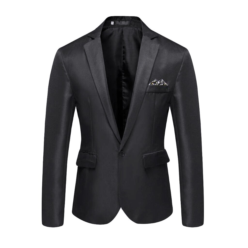 Pop Männer Blazer Stilvolle Casual Solide Blazer Business Hochzeit Party Outwear Mantel Anzug Tops Herren Mantel Blazer: Black / XXL