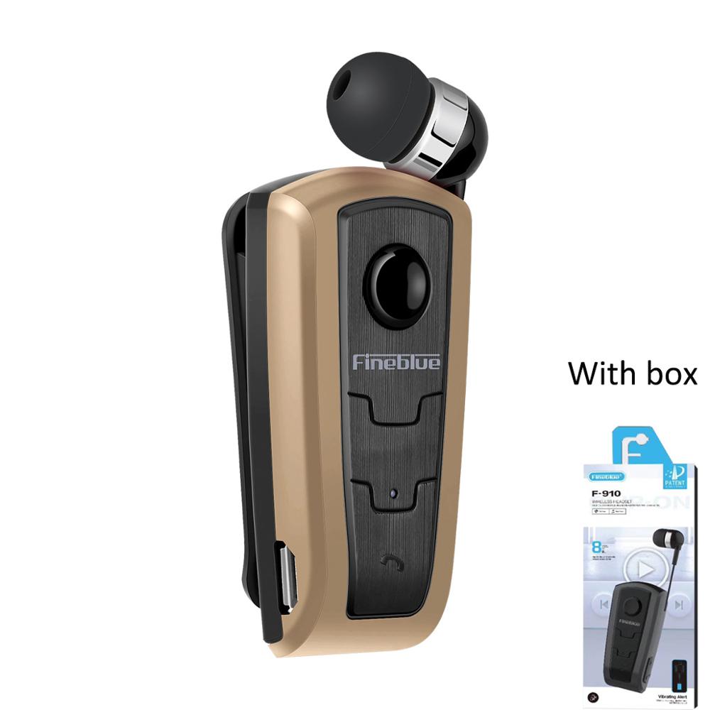 FineBlue F910 Mini Driver Wireless Auricolare Bluetooth Chiamate Ricordare di Vibrazione di Usura di Sport di Clip Corsa E Jogging Cuffie Auricolari: Gold with box