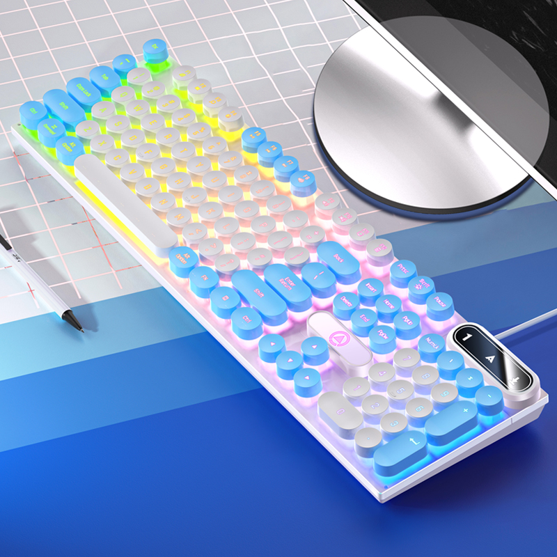 Teclado de oficina con cable USB USB, escritura silenciosa, ergonómico para computadora doméstica/negocios/de escritorio, Compatible con PC/portátil: Olive