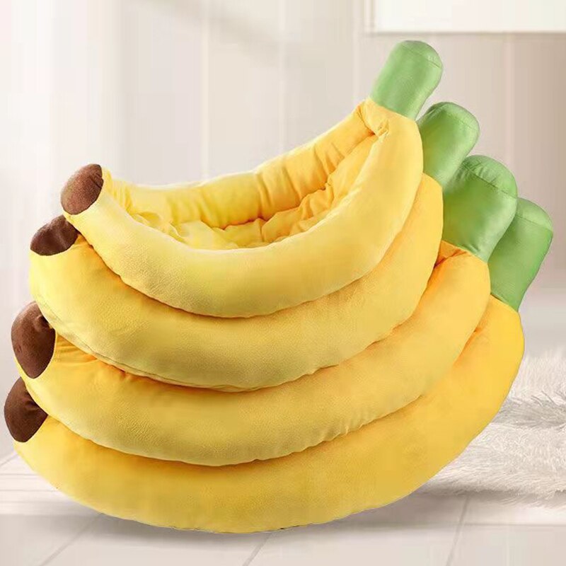 Cama con forma de plátano para mascotas, cojín suave de felpa, cálido y duradero, cesta portátil para mascotas, perrera, accesorios para gatos: 70cm x 40cm x 13cm
