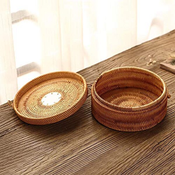 Handmade Rattan Pu'Er Tea Cake Storage Box Cake Storage Box Can Kitchen Container Storage