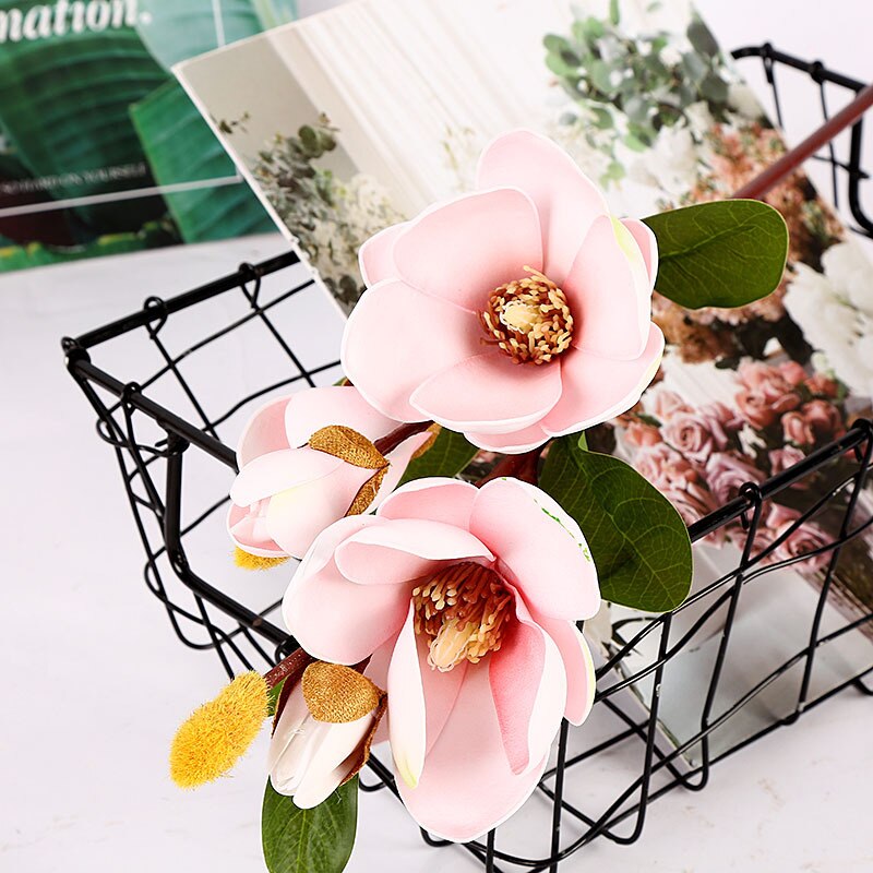 5 magnolia flowers 75CM artificial flowers: Pink