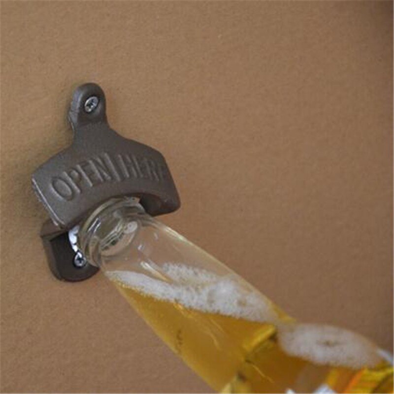 Metal Iron Wall Mounted Bottle Opener with Two Srews Bar Accessories AKUHOME