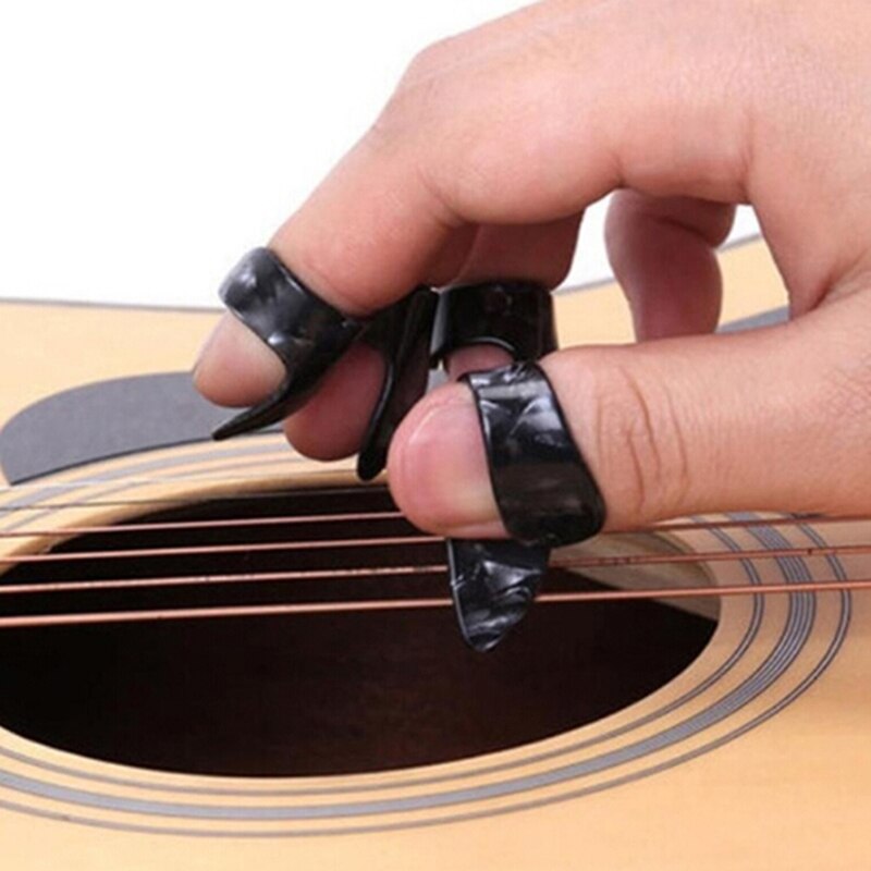 Púas de guitarra con dedo pulgar 4 Uds., púas de tubo para guitarra acústica eléctrica de bajo, Color aleatorio