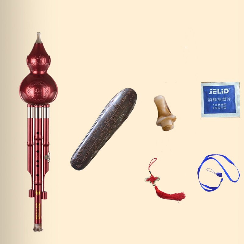 C/bB Key Colorful Cucurbit Flute Wind Instrument Bottle Gourd Silk Musical Instrument for Beginners and Professionals: Red C key with box